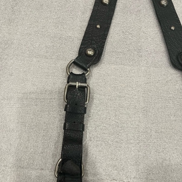 Lucky Brand Pebble Leather Studded Black Crossbody Bag Boho Hippie - Picture 3 of 16